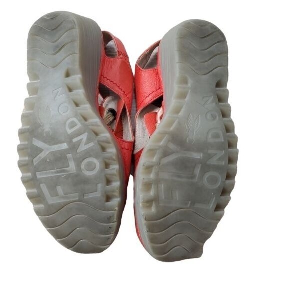 Fly London Women's Wedge Shoe Ylfa Red Lace Up Sandal Sz 8-8.5M EU 39 - Picture 6 of 8